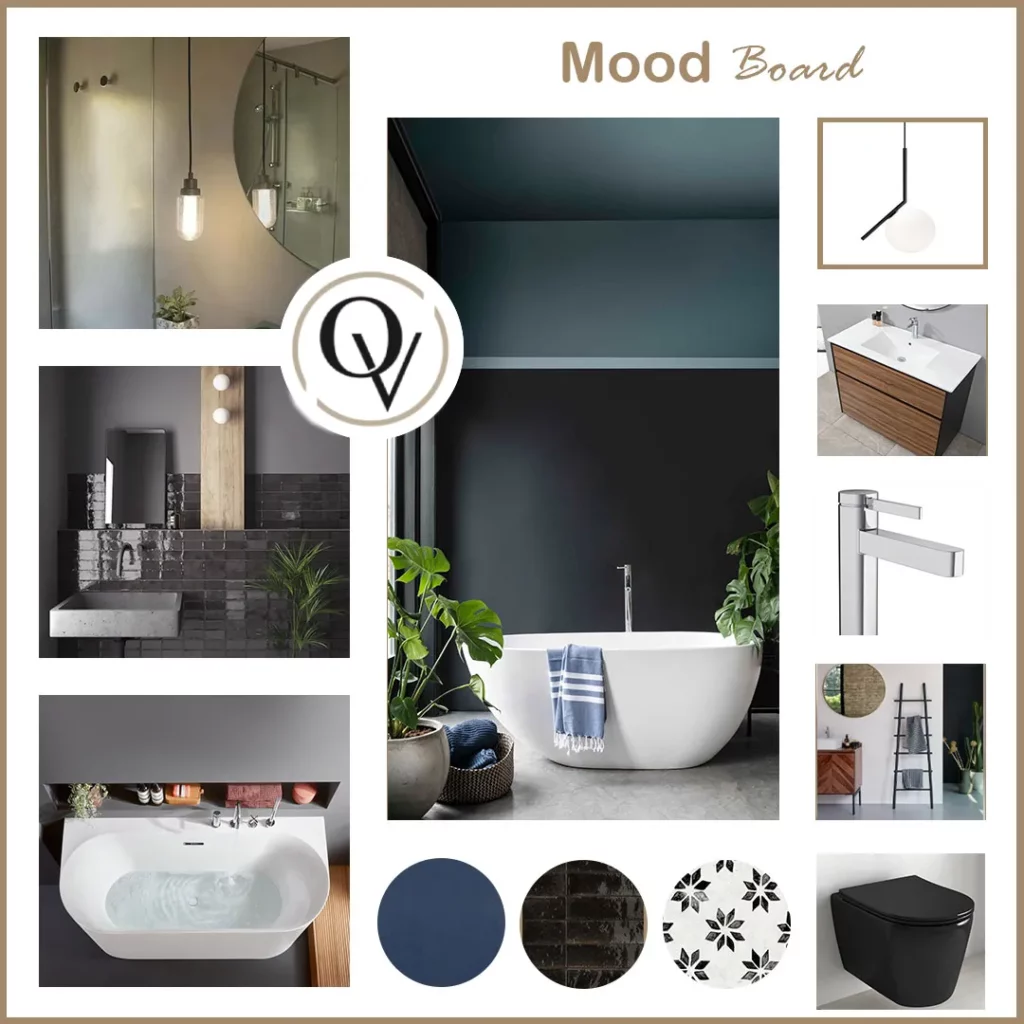 Mood board pour une salle de bain.
